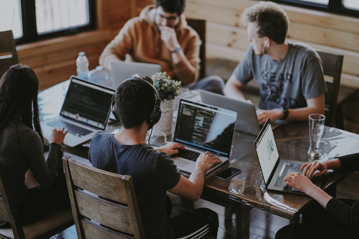 Small nonprofit team working together